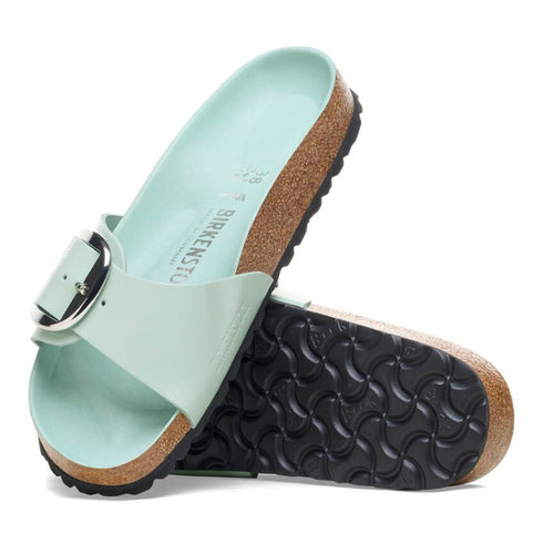 Madrid Big Buckle Natural Leather Patent - Birkenstock - Surf Green
